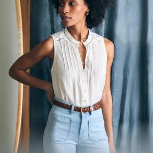 Faherty Sleeveless White Button up Shirt